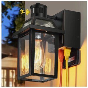Porch Lights with GFCI Outlet, Dusk to Dawn Outdoor Lights with Outlet